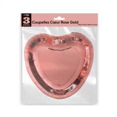 3 coupelles rose gold en forme de cœur | jourdefete.com