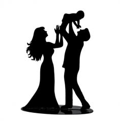 figurine-couple-maries-avec-bebe-noir|jourdefete.com