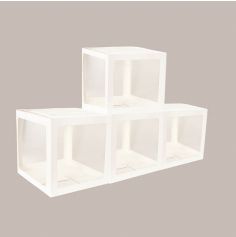 4 cubes blanc plastique et carton | jourdefete.com