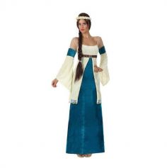 Costume de Dame Médiévale Femme Bleu et Blanc - Taille au Choix