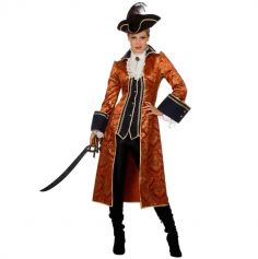 Déguisement Femme – Manteau de Pirate – Orange – Taille au Choix | jourdefete.com