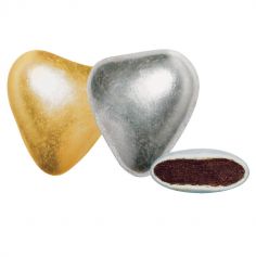dragées mini coeur chocolat argentés | jourdefete.com