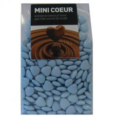 Dragées Mini Cœurs Chocolat 500 gr - Bleu Azur | jourdefete.com