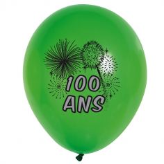 10 Ballons de Baudruche multicolore 100 ans 
