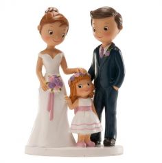 Figurines pour gâteau de mariage - Couple de Mariés avec Fille ou Garçon au choix