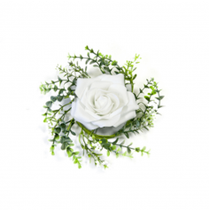 Rose décorative et feuillage de centre de table - Blanc