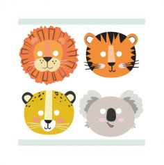 8 masques en carton les animaux de la jungle | jourdefete.com