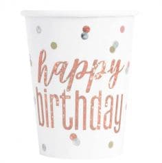 gobelets-verres-carton-rose-gold-glitz-vaisselle-jetable-anniversaire-decoration-table | jourdefete.com