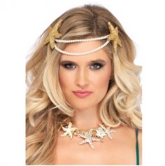 Headband Adulte de Sirène avec Etoiles de Mer et Perles
