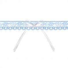 jarretière en dentelle bleu ciel avec ruban blanc | jourdefete.com