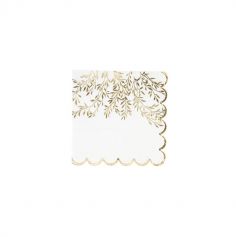 serviettes en papier de la collection jolis brins blanc et or