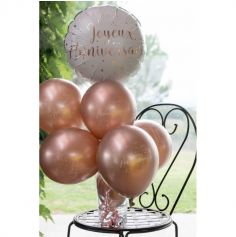 Ballon en aluminium Métallisé Joyeux Anniversaire Rose Gold - 45 cm