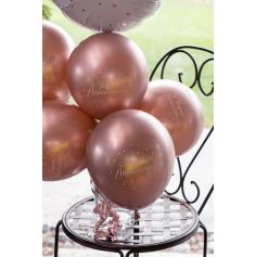 6 Ballons en latex Rose Gold - 30 cm - Joyeux Anniversaire Etincelant