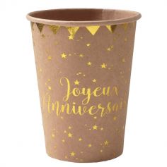 10 gobelets joyeux anniversaire couleur kraft | jourdefete.com