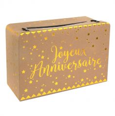 Tirelire valise joyeux anniversaire couleur kraft | jourdefete.com