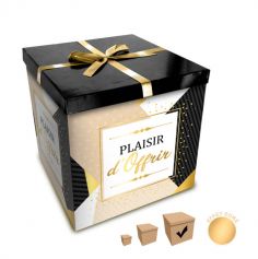 Boîte Cadeau Plaisir d'Offrir - Noir et Or - 30 x 30 cm