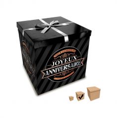 Boîte Cadeau Joyeux Anniversaire Noire - 20 x 20 cm