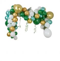 kit arche de 86 ballons verts blancs et or tropicale | jourdefete.com