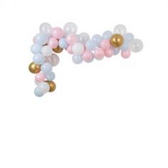 kit arche de 58 ballons baby shower gender reveal bleu rose et or | jourdefete.com