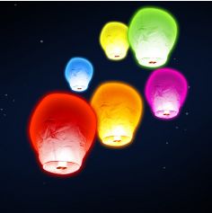 Paquet de 6 lanternes volantes "ballon" - Multicolore
