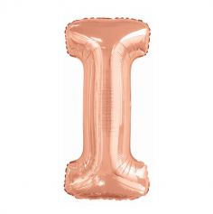 ballon aluminium helium lettre I 100 cm rose gold | jourdefete.com