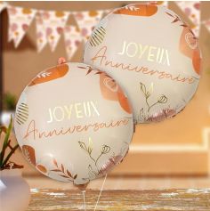 Ballon Métallique - Joyeux Anniversaire - Collection Terracotta