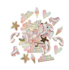 Assortiment de 100 Confettis - Collection Mahault Pastel et Or