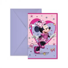 6 invitations Minnie carte et enveloppes