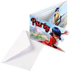 8 Cartes d'Invitation et leurs Enveloppes - "Miraculous Ladybug" | jourdefete.com