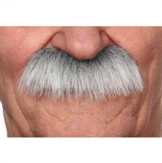 Moustache "Brosse" version longue - Gris méché blanc
