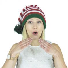 Bonnet en Tricot - Elfe du Père Noël | Jourdefete.com