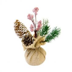 Mini bouquet de sapin dans un sac en toile de jute – 15 cm