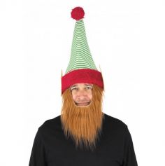 bonnet de lutin avec barbe pour adulte | jourdefete.com