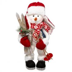 bonhomme de neige avec paire de skis à poser | jourdefete.com