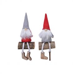 gnome rouge et gris avec rondins | jourdefete.com