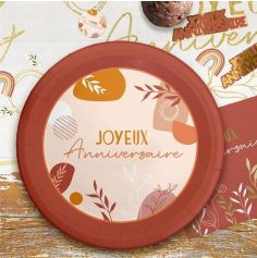 Pack de 6 assiettes - Joyeux Anniversaire - Collection Terracotta