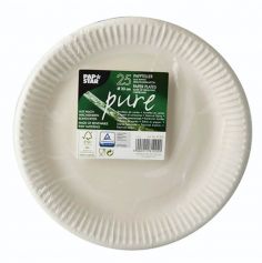 25 Assiettes en Carton - 23 cm - Blanc - "Pure"