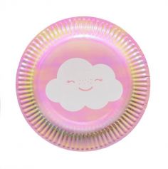 assiette-carton-holographique-nuage | jourdefete.com