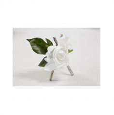 rose en tissu sur trepied en bois couleur au choix blanc ou rose | jourdefete.com