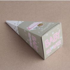 Cornets Baby Shower - Nounours rose