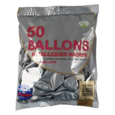 50 Ballons Baudruche Argent Métallique