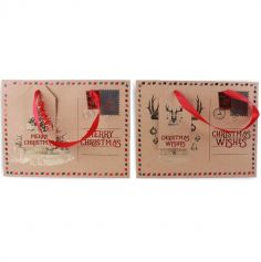 Sac Cadeaux pour Noël - Type Carte Postal - 22 x 19 cm - Modèle au Choix