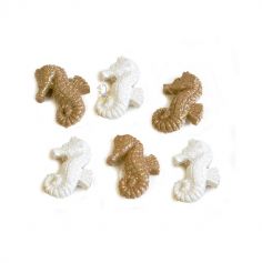 hippocampes-adhesifs-beige-blanc-mer-paillettes | jourdefete.com
