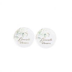 2 badges demoiselles d'honneur sauge green et or | jourdefete.com