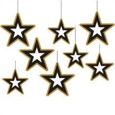 8 suspensions étoiles noires et dorées | jourdefete.com