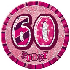 badge anniversaire glitz rose 60 ans