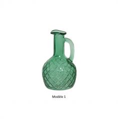 Vase ovale avec anse en verre - 14 cm - Modèle au choix
