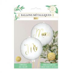 Pack de 2 ballons métalliques - Mr / Mme - 35 cm - Vive les mariés