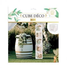 Cube décoratif blanc - 30 x 30 cm - Vive les mariés
