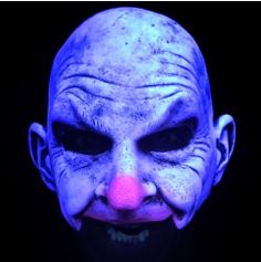 Demi-Masque Intégral en Latex - Clown Chauve - Sensible à la Lumière Noire